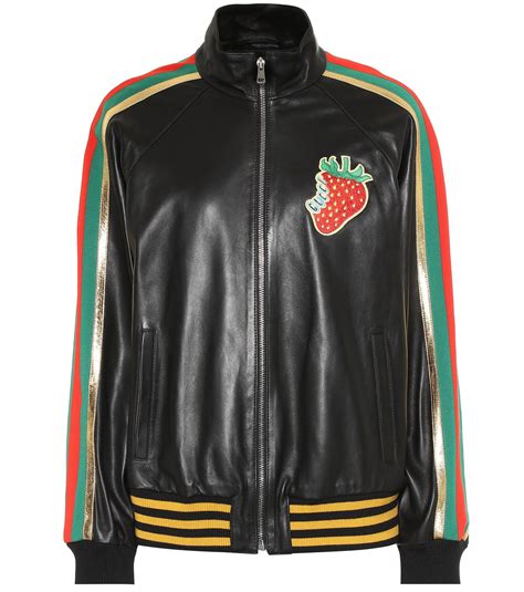 gucci leather bomber jacket with web on sale women|gucci leather jacket price.